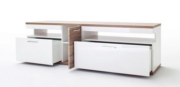 MCA furniture Wohnwand Wohnwand Wohnkombination 2 Luzern, weiß Hochglanz / Sterling Oak, (4-St)