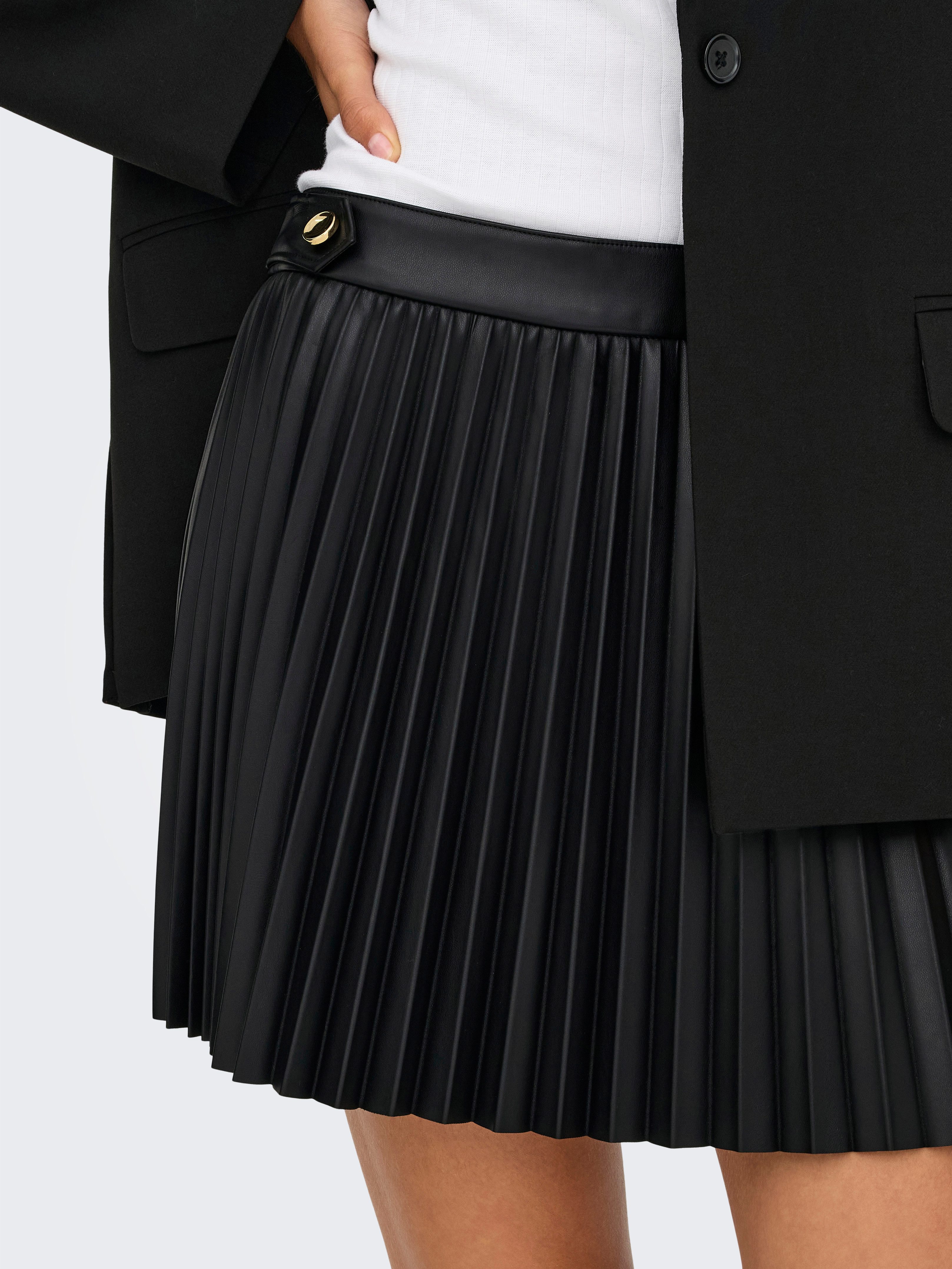 ONLY Lederimitatrock ONLVIVE LIFE HW PLEAT FAUX LE SKIRT PNT