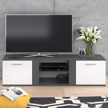 Vicco Lowboard Fernsehschrank Fernsehtisch NOVELLI 155 cm Anthrazit / Weiß