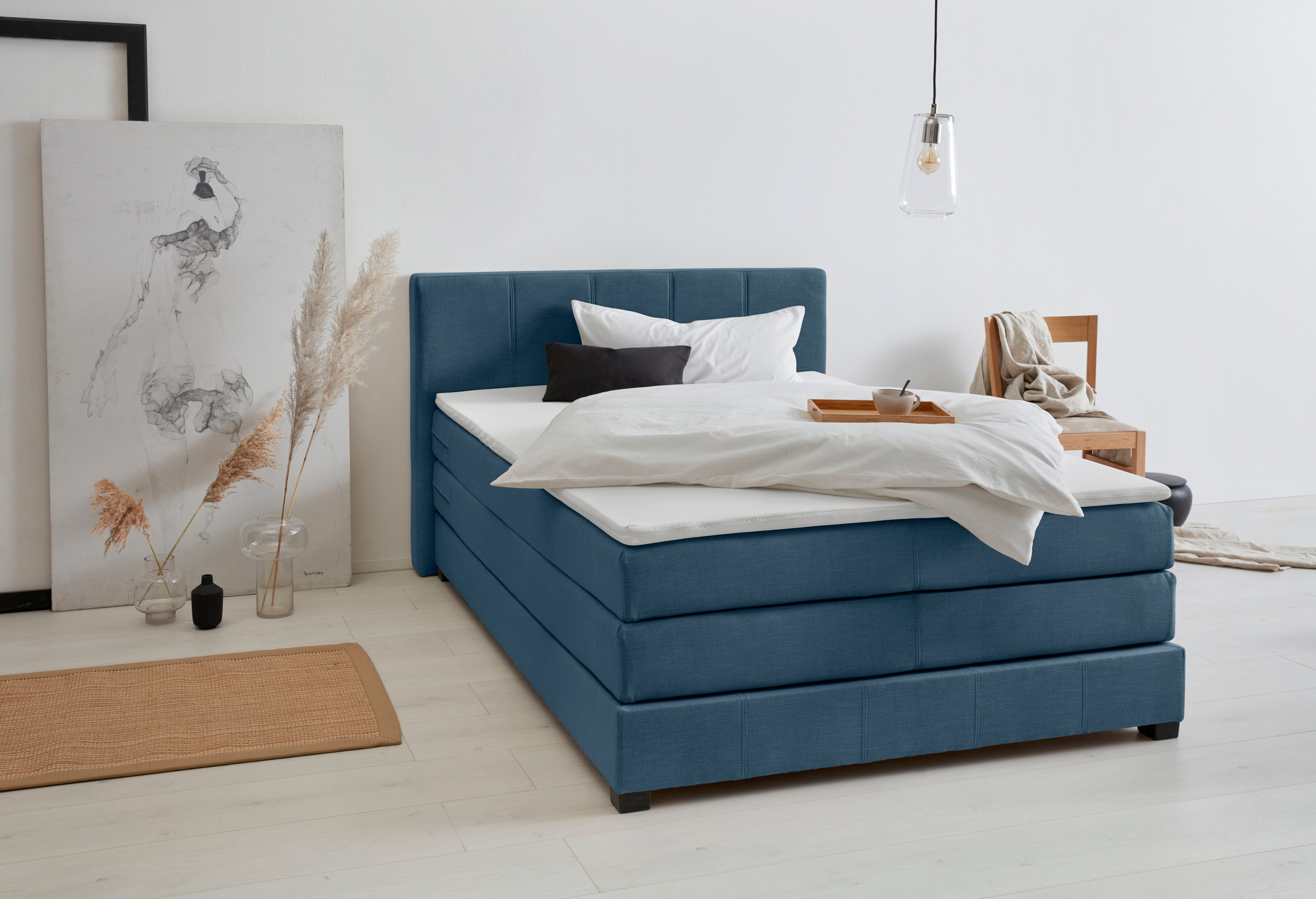 OTTO products Boxspringbett Peetu, Taschenfederkern-Matratze, in 4 Breiten und 4 Farben, incl. Topper