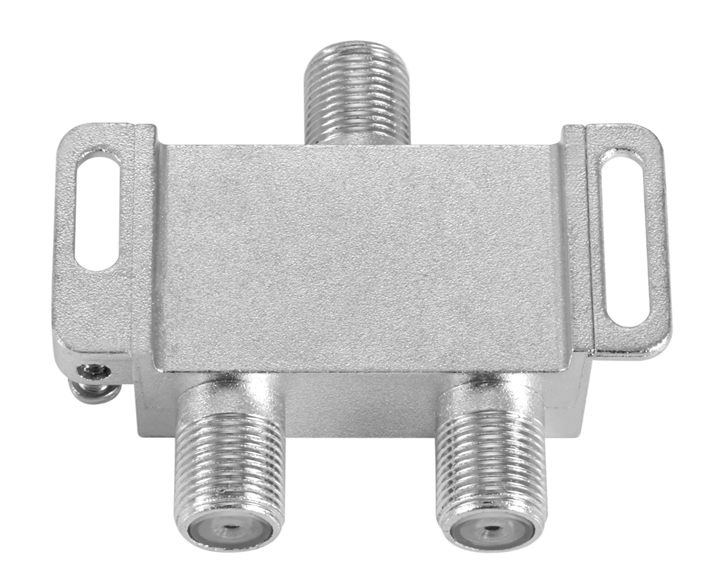 Poppstar Sat-Verteiler F-Stecker (Umschalter Satellit inkl. analog/digital SAT-Antenne Radio Kabel Fernseher TV 2-fach Splitter für 2-Fach, Antenne LNB)