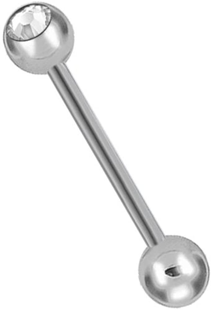 Karisma Intimpiercing Zungenpiercing 14.0 TJRB Piercing - Weiss Kristall G23 Millimeter 5mm - Hantel Kugel Titan