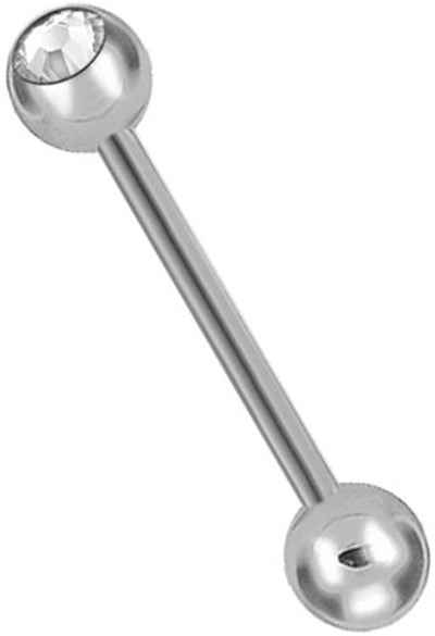 Karisma Intimpiercing Zungenpiercing Piercing Hantel Titan G23 Kristall Kugel 5mm - Weiss TJRB - 14.0 Millimeter
