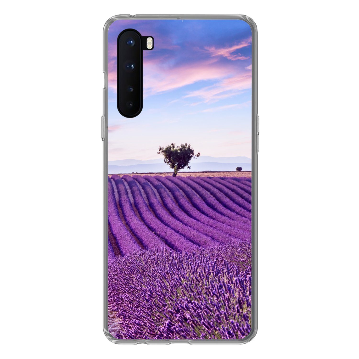 MuchoWow Handyhülle für OnePlus Nord Lavendel - Natur - Lila - Bäume - Blumen, Phone Case, Silikon, Schutzhülle Dünn