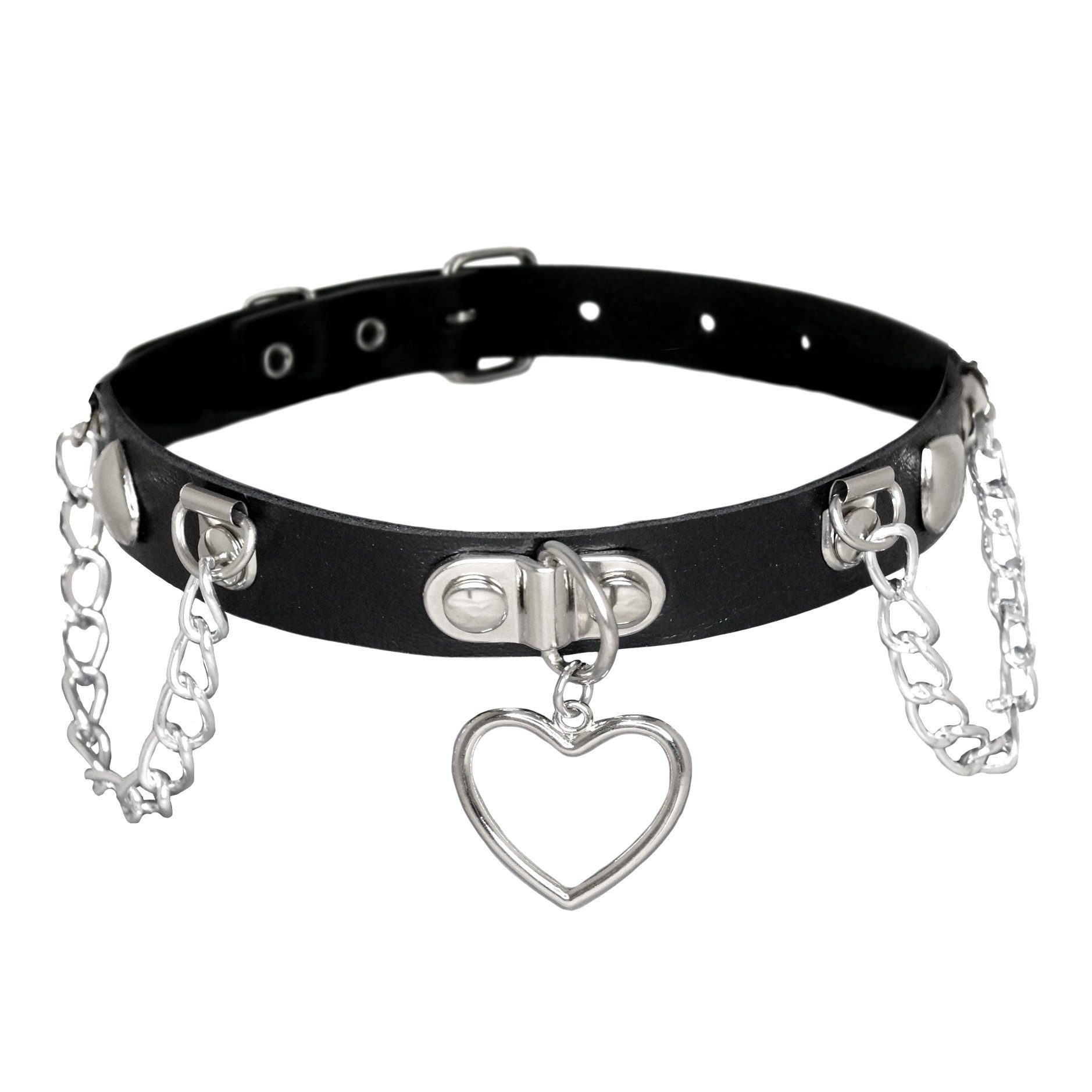 Metamorph Textilband Halsband Locked In Love, Größenverstellbarer Halsschmuck für Gothic, Fetish und Leather-Look