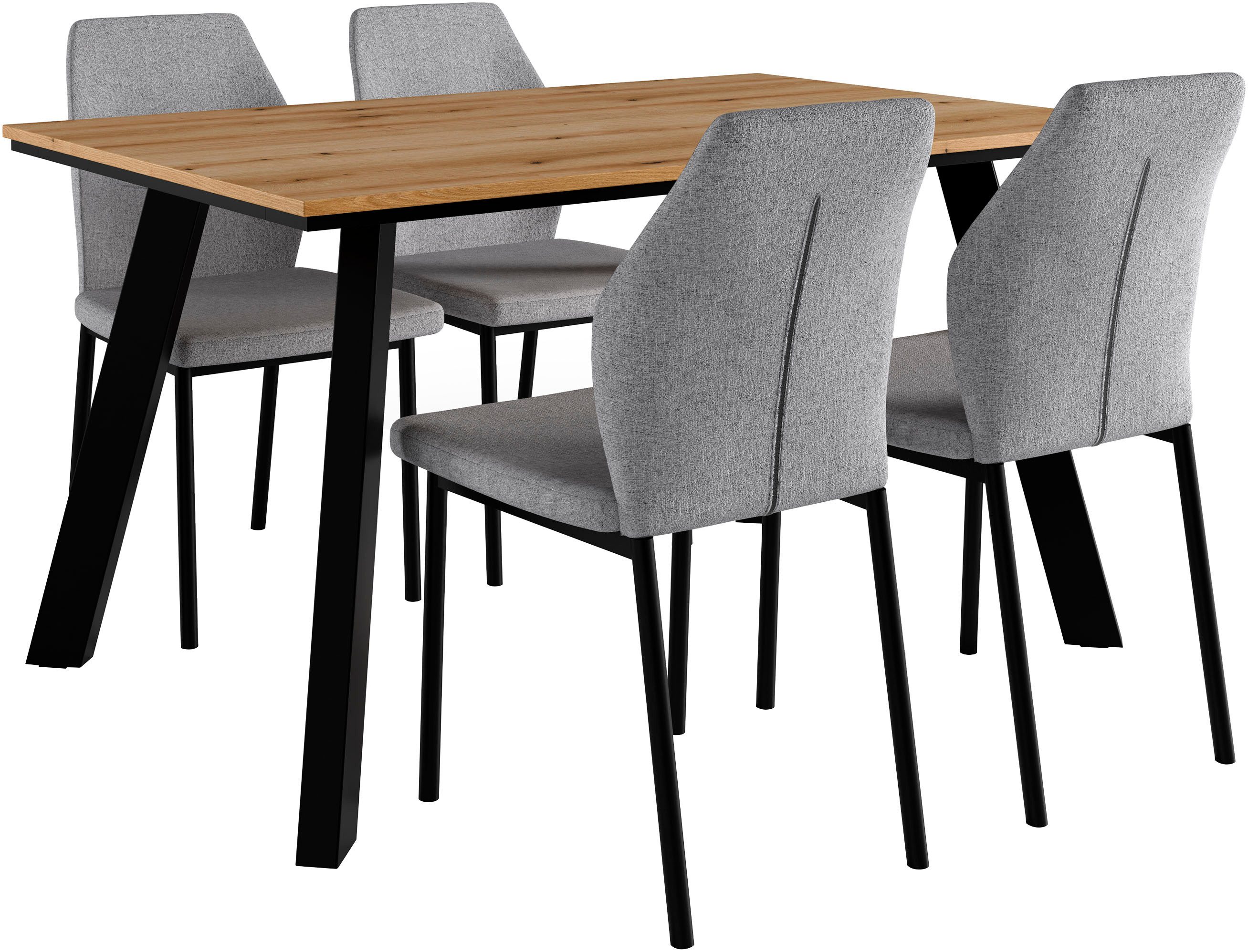 OTTO home Essgruppe Genf Tischgruppe, Esstisch plus 4 Stühle, (Set, 5-tlg., günstig online kaufen