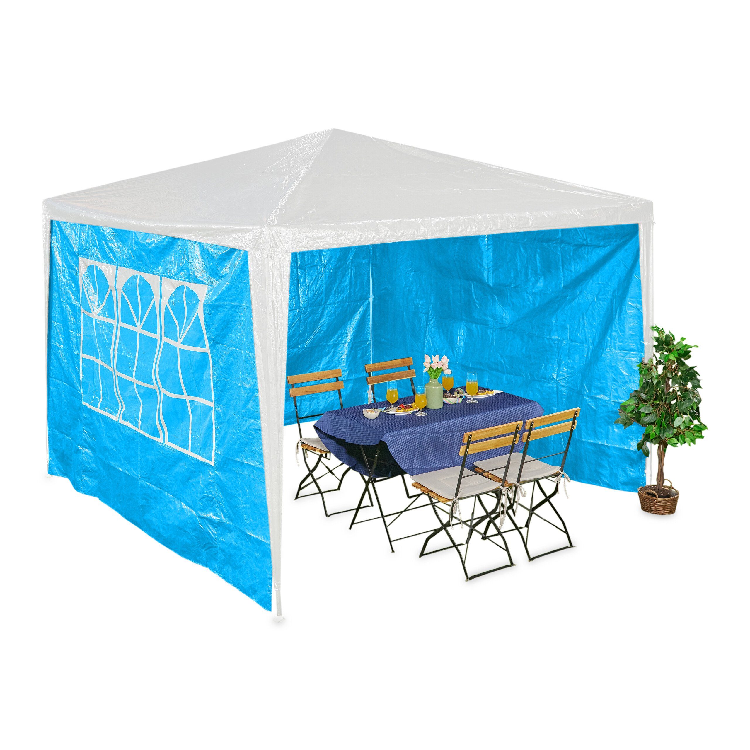 relaxdays Pavillonseitenteil Blaue Pavillon Seitenteile im 3er Set, 300x200 cm