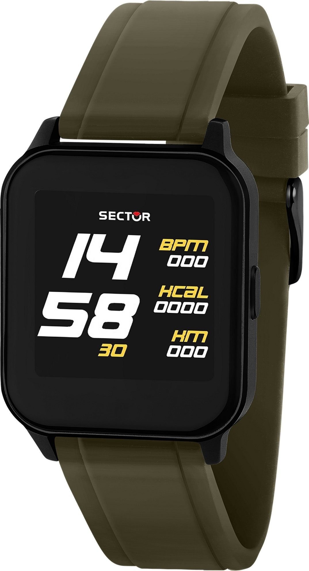Sector Sector Herren Armbanduhr Smartwatch (kompatibel ab Android 5.1+ und IOS 8.0), Analog-Digitaluhr, Herren Smartwatch rund, mittel (ca. 36mm), Silikonarmband grün, Sport