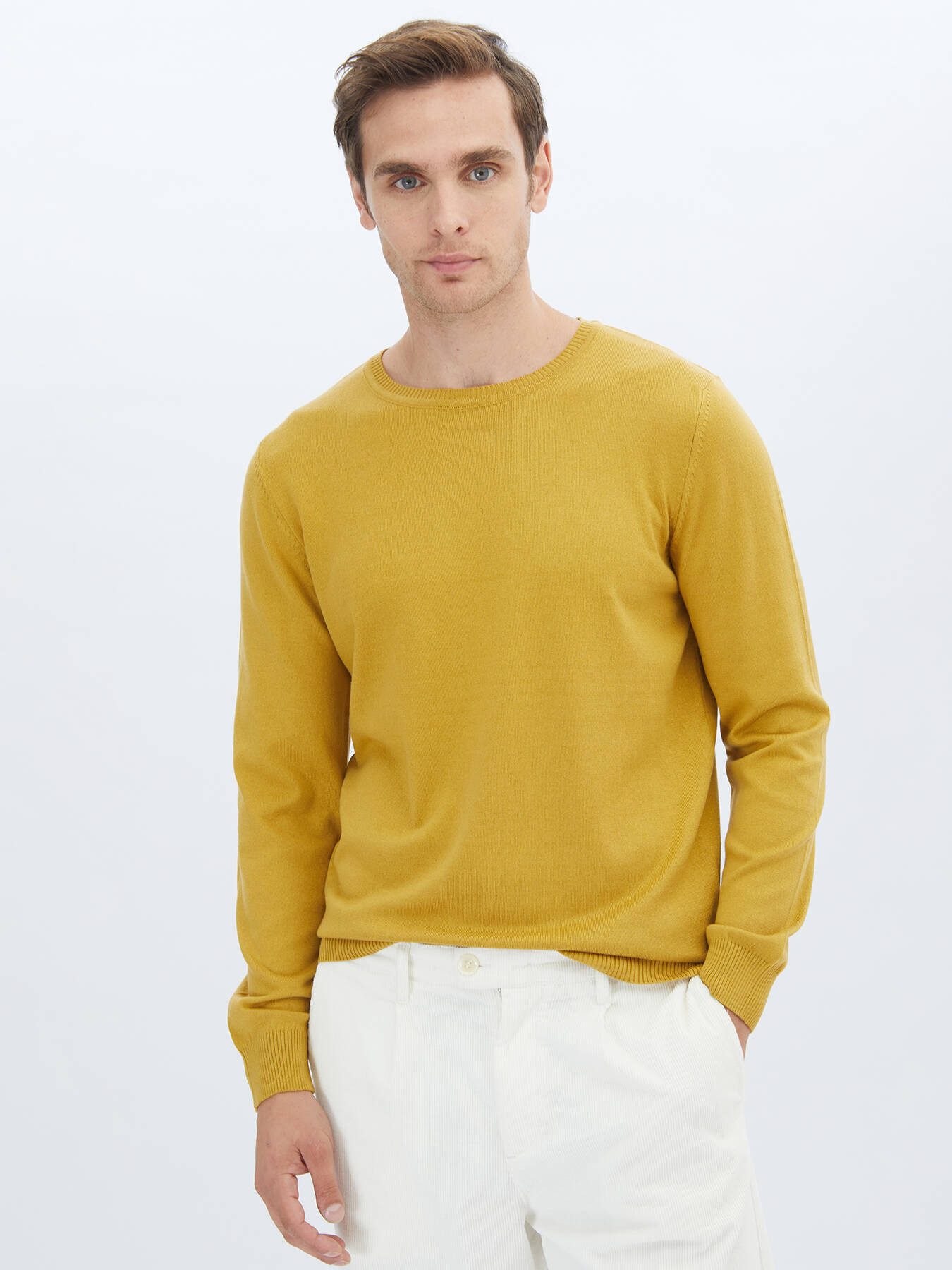 KİP Longpullover Strickpullover aus schlichter Baumwollmischung mit Rundhalsausschnitt