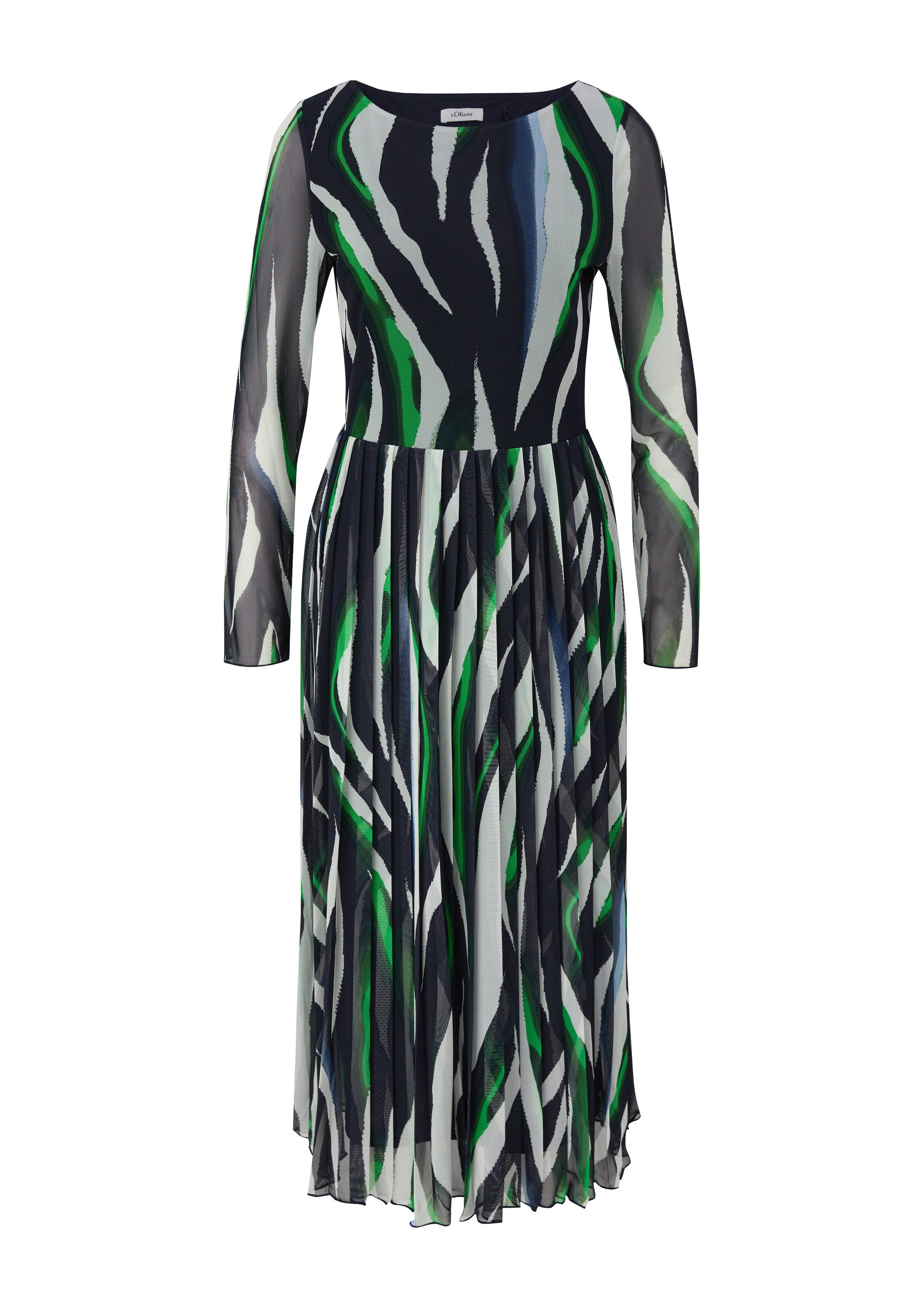 s.Oliver Midikleid Kleid Mesh-Kleid mit Plisseefalten