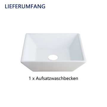 DeerValley Waschbecken quadratisches weißes Keramik-Porzellan-Aufsatzwaschbecken, Modernes Design, Hochwertige Keramikkonstruktion