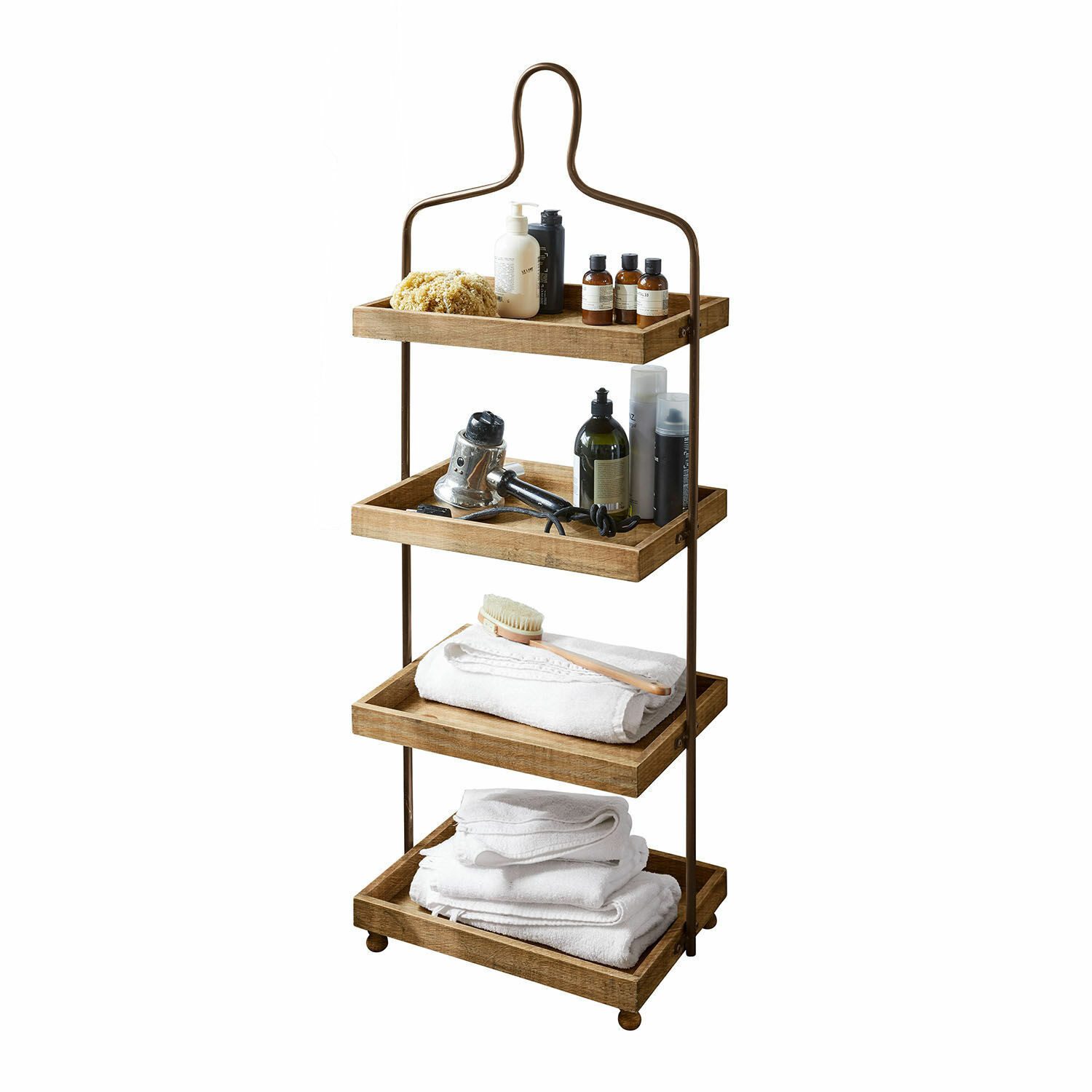 Mirabeau Etagere Etagere Lasse braun/schwarz, Mangoholz (mangifera indica), Gestell: Eisen