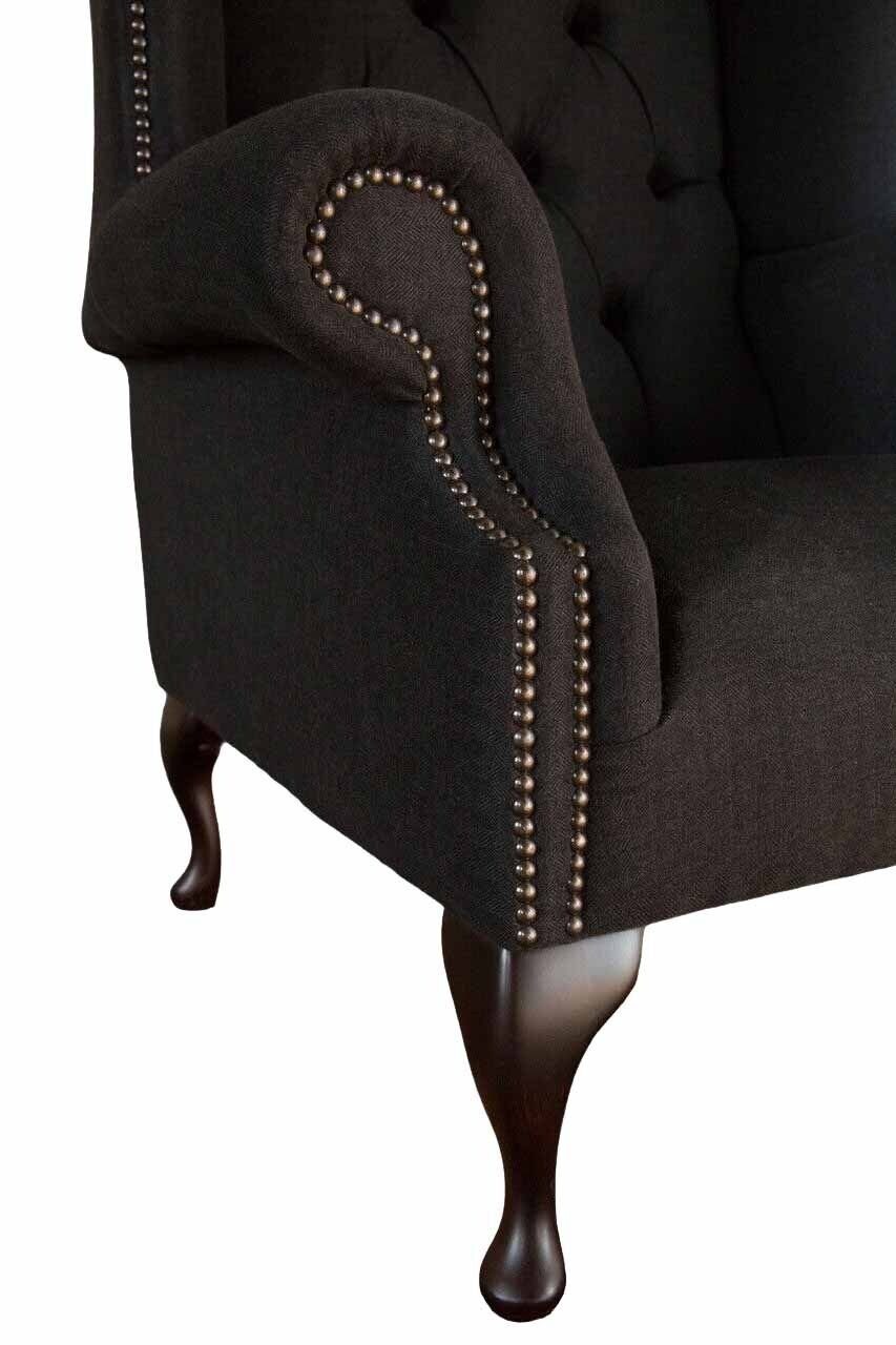 JVmoebel Ohrensessel Ohrensessel Polster Europe Design Chesterfield, Sitzer Made In Sessel Schwarz