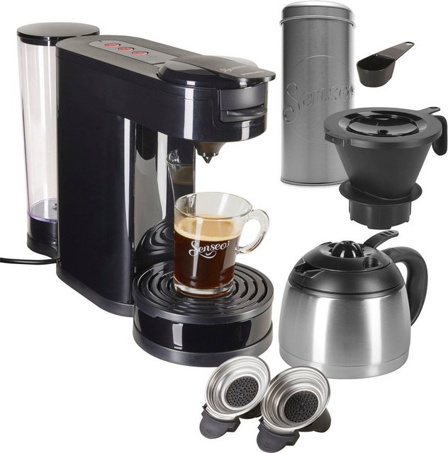 Philips Senseo Switch Pad- und Filterkaffeemaschine – 2-in-1-Brühtechnologie, mit Crema Plus Technologie, Thermo-Kane, Schwarz (HD6592/60)