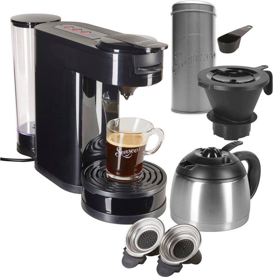 Philips Senseo Kaffeepadmaschine SENSEO® Switch HD6592/60, 1l Kaffeekanne,  Papierfilter, Kaffeepaddose im Wert von 9,
