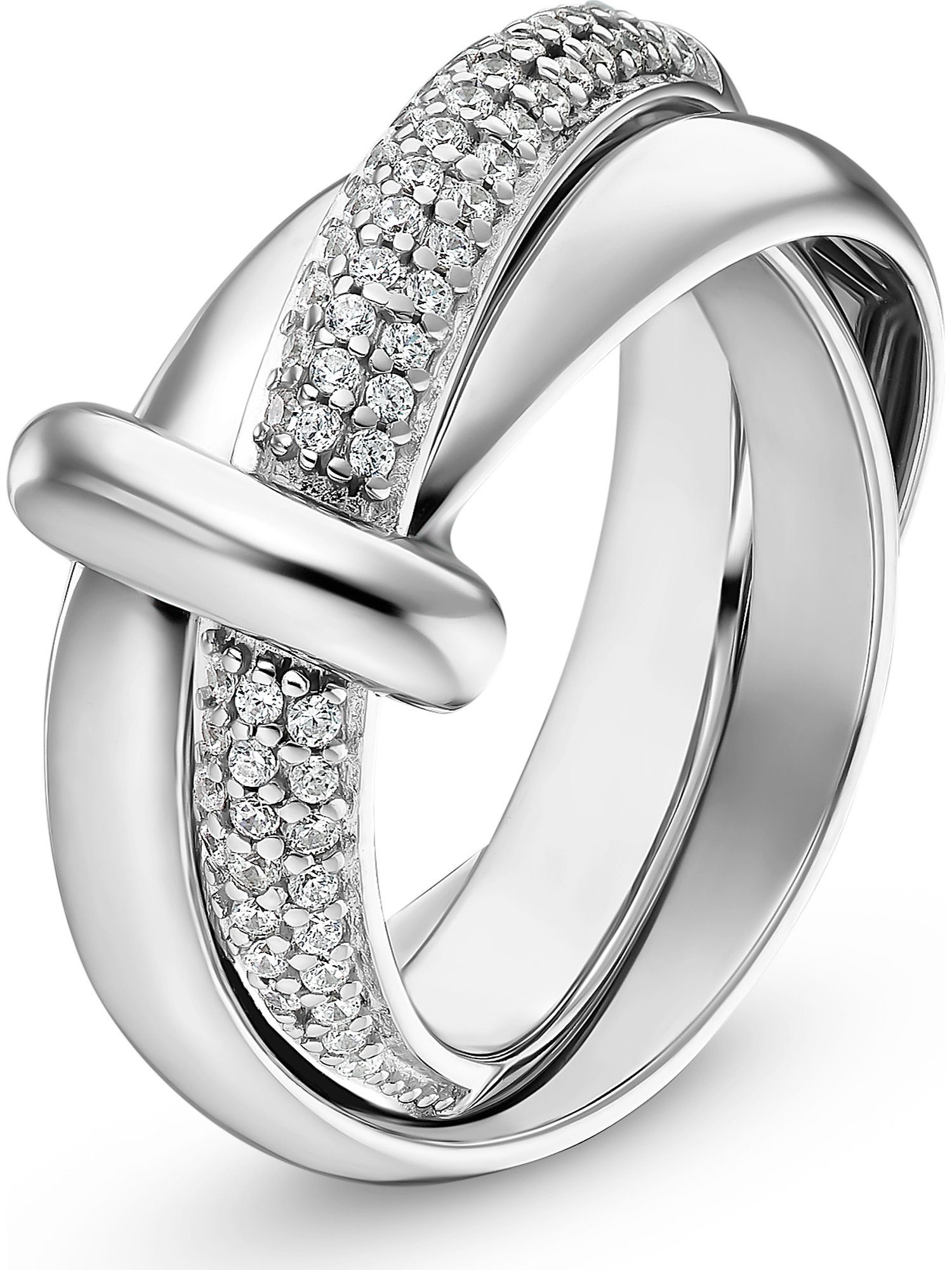 Zirkonia, 62 Zirkonia, Damen-Damenring 925er JETTE synthetisch JETTE Silber Silberring