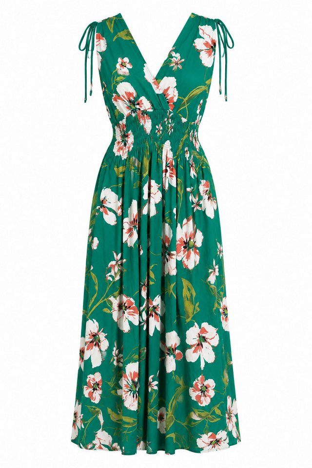 ITALY VIBES Sommerkleid - sommerliches Maxikleid mit Floralem Print und V-Ausschnitt für Damen