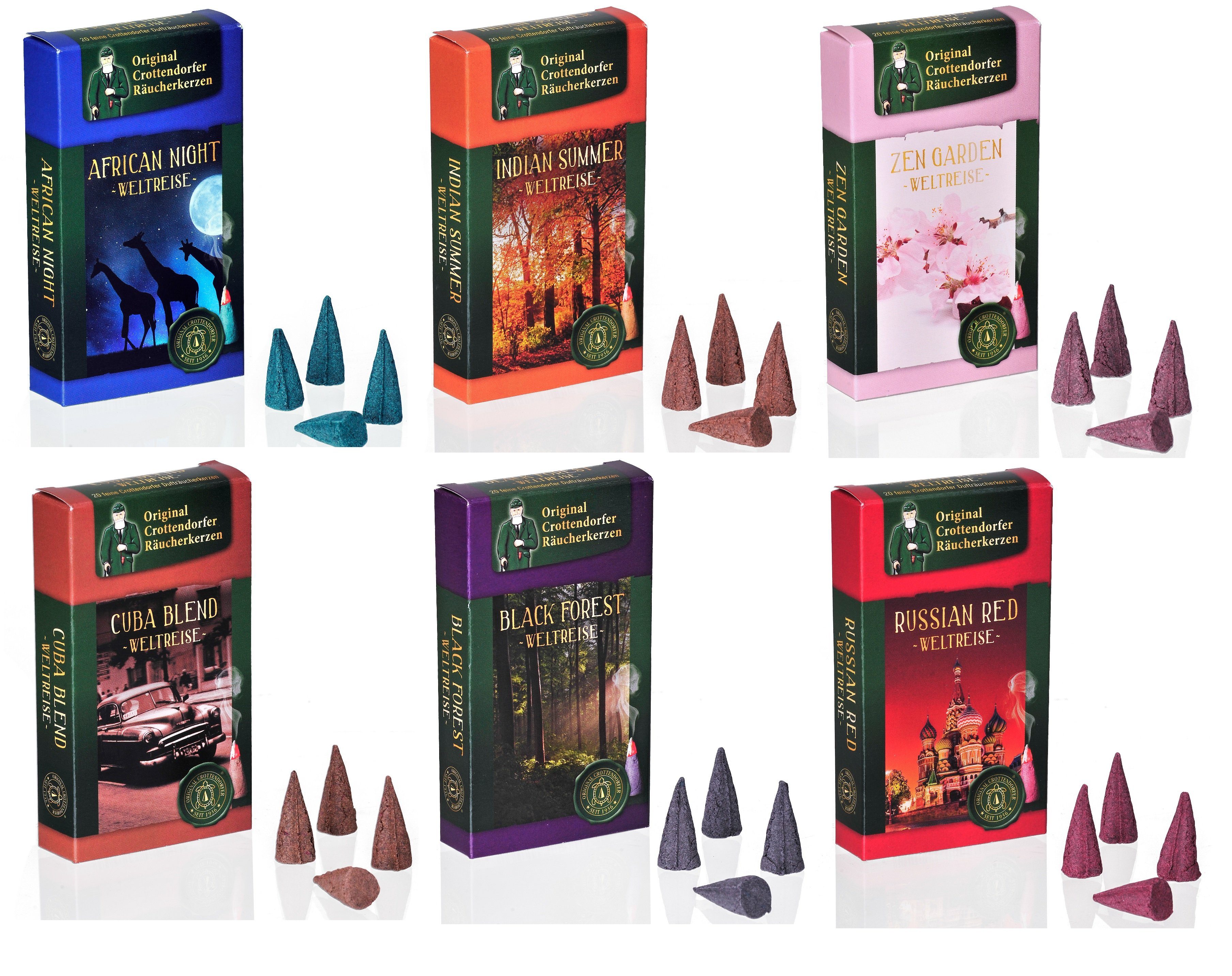 Crottendorfer Duftkerze Weltreise, 6er Set, je 24x Räucherkerzen Made in Ge günstig online kaufen