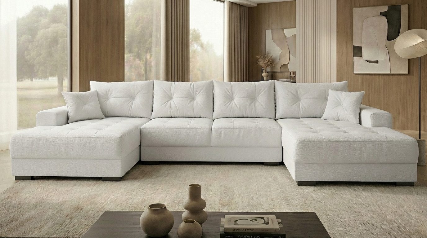 A&J MöbelLand GmbH Ecksofa VIENA, FABIO, VALTOR, MODENA mit Schlaffunktion, Bonellfederkern, Viele Varianten zur Auswahl – wählen Sie Farbe!, TOP ANGEBOT!