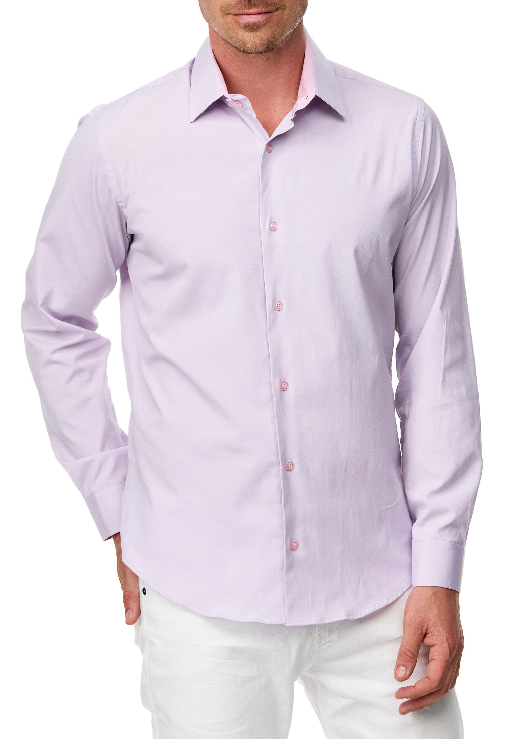 R-NEAL Businesshemd Pastellhemd Herren Slim Fit günstig online kaufen