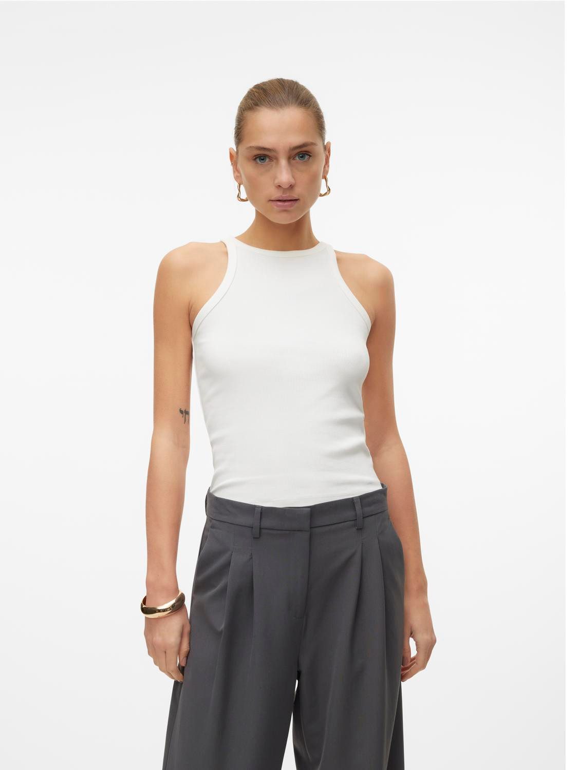 Vero Moda Shirttop 2er-Set enges Tank Rundhals ohne Ärmel für (2-tlg) VMCHLOE SHORT TANK TOP GA JRS NOOS