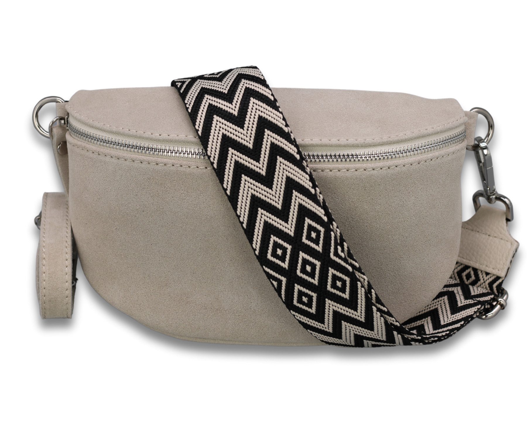 Gürteltasche SUEDE Bauchtasche für Damen aus echtem Wildleder, Beige