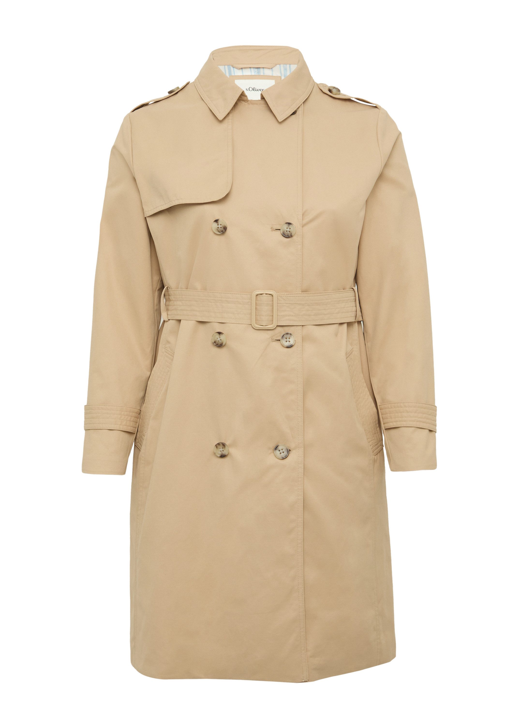 s.Oliver Trenchcoat Outdoor-Mantel Trenchcoat mit Streifen-Futter