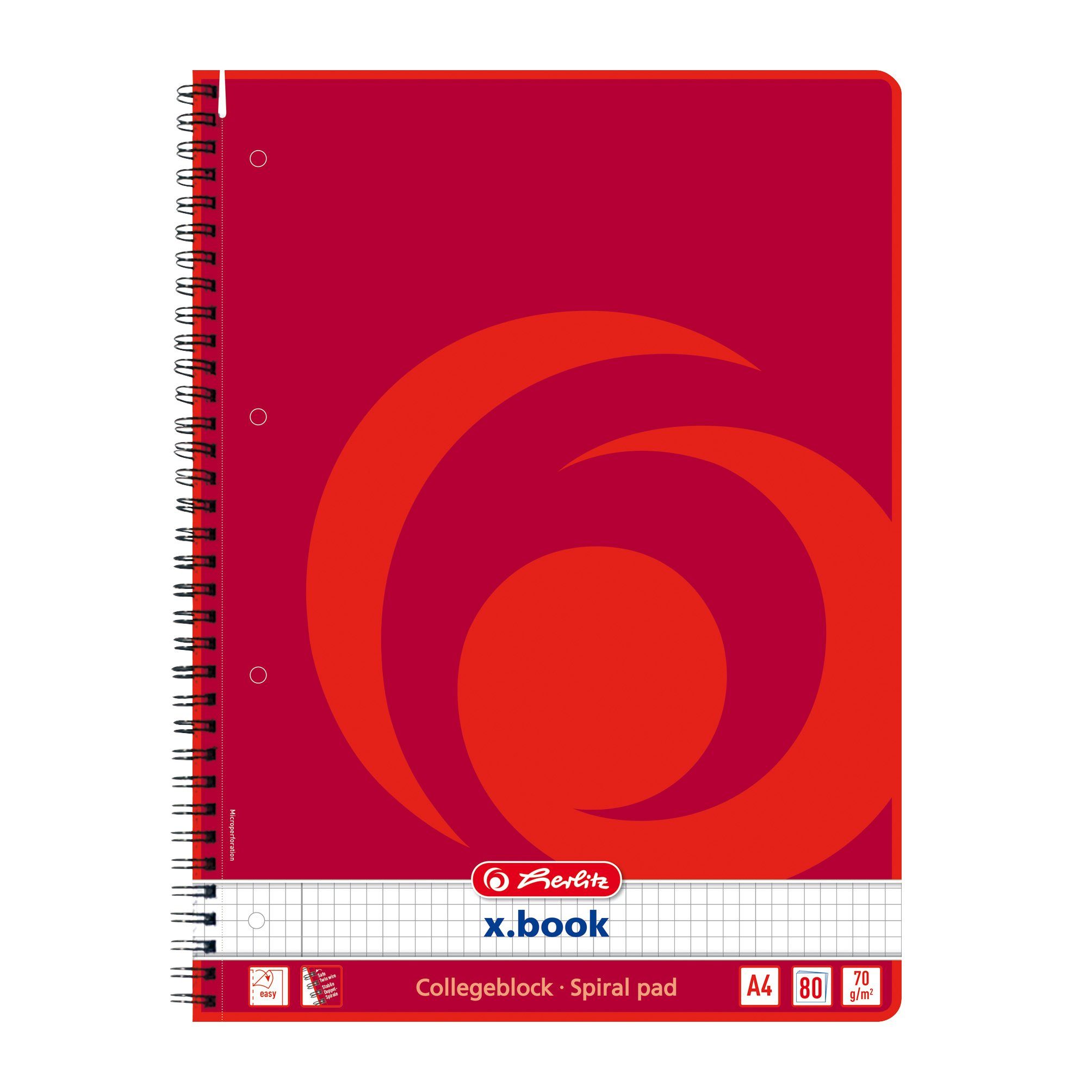 Collegeblock Herlitz Collegeblock / DIN A4 / Spiralblock / kariert / 80 Blatt