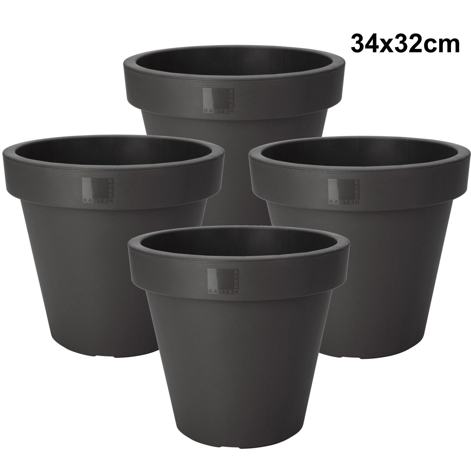 Koopman Blumentopf Blumenkübel Pflanzkübel 3 Größen 2/4 er Set (Set, 4 St., Packung), 4 Stk., Indoor & Outdoor, Schwarz, Kunststoff, Übertopf Garten