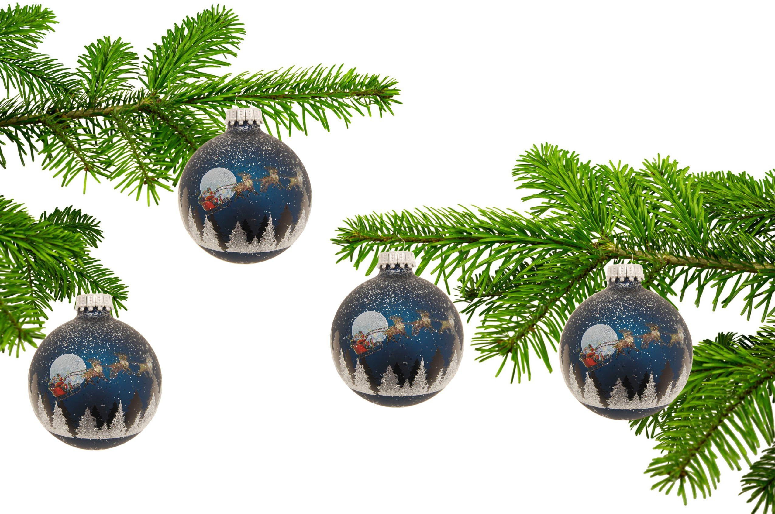Krebs Glas Lauscha Weihnachtsbaumkugel Spirit of Christmas, 7 cm (4 St), Weihnachtsdeko, Christbaumschmuck, Christbaumkugeln aus Glas