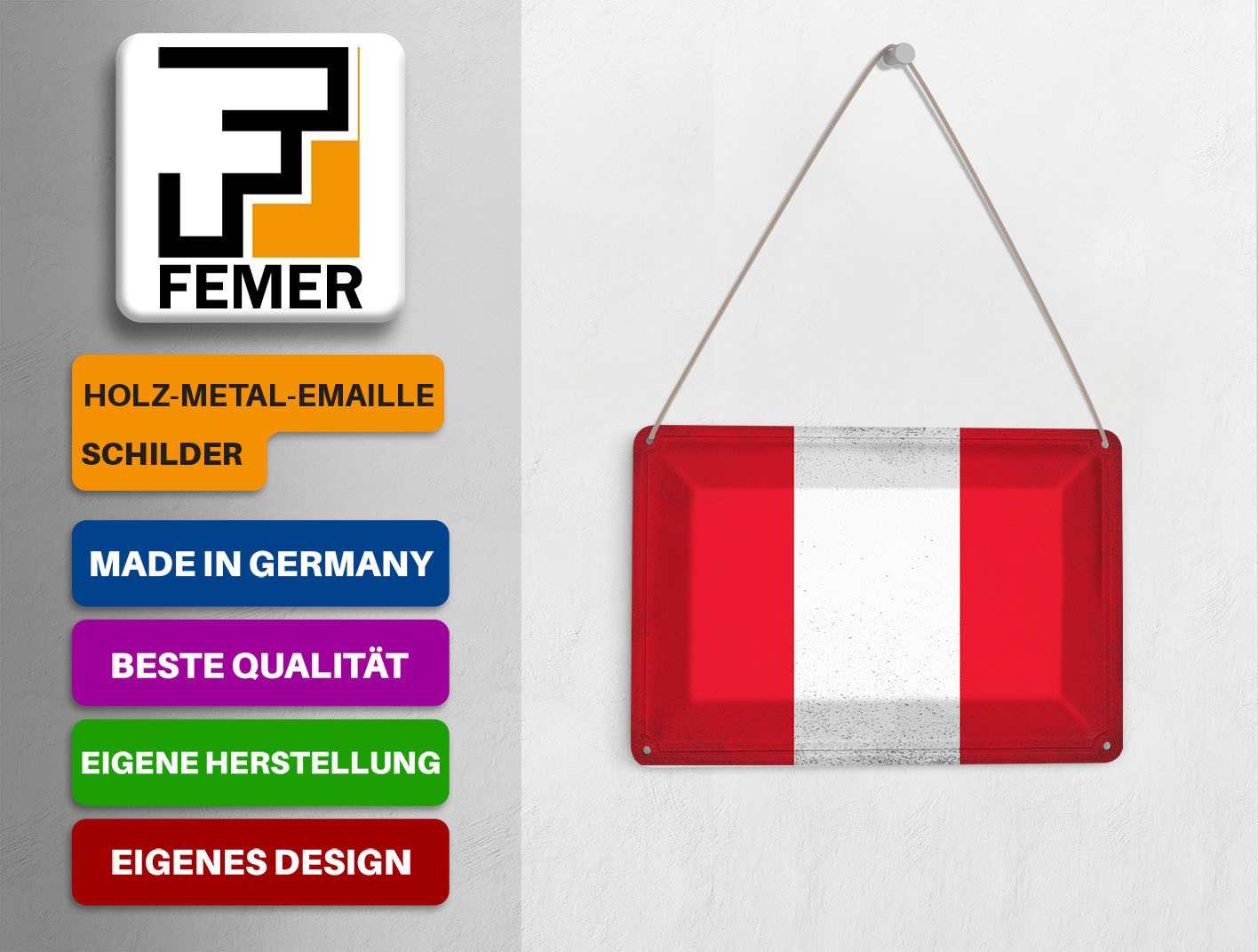 Femer GmbH Postkarte Flagge Peru 14x10cm Flag of Peru Vintage, unfrankiert