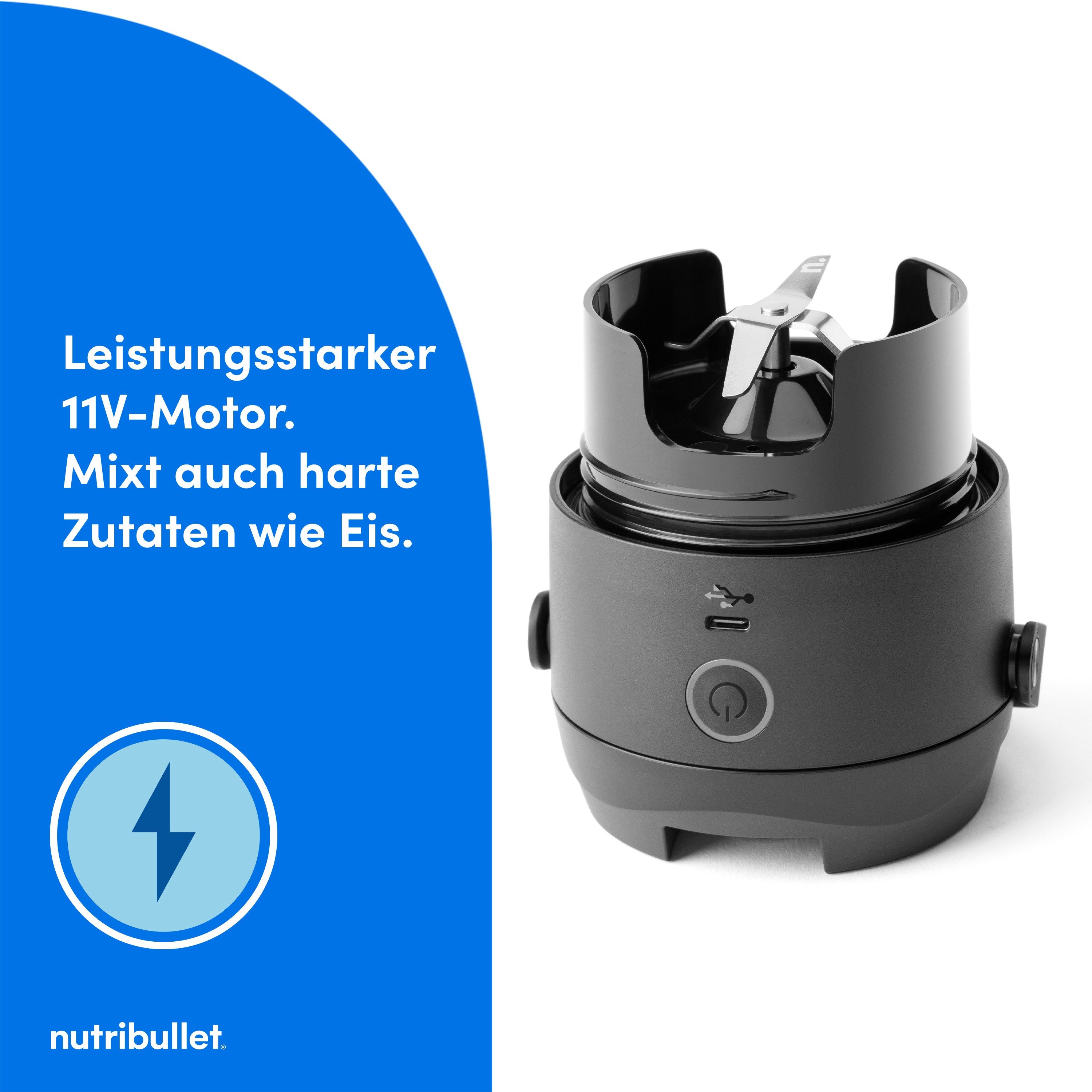 nutribullet Smoothie-Maker Flip NBP016B - Smoothie Mixer to go, Akku, isoliert, 575ml, Schwarz, Kabellos mixen, wiederaufladbar, isoliert, für Eis + gefrorene Früchte