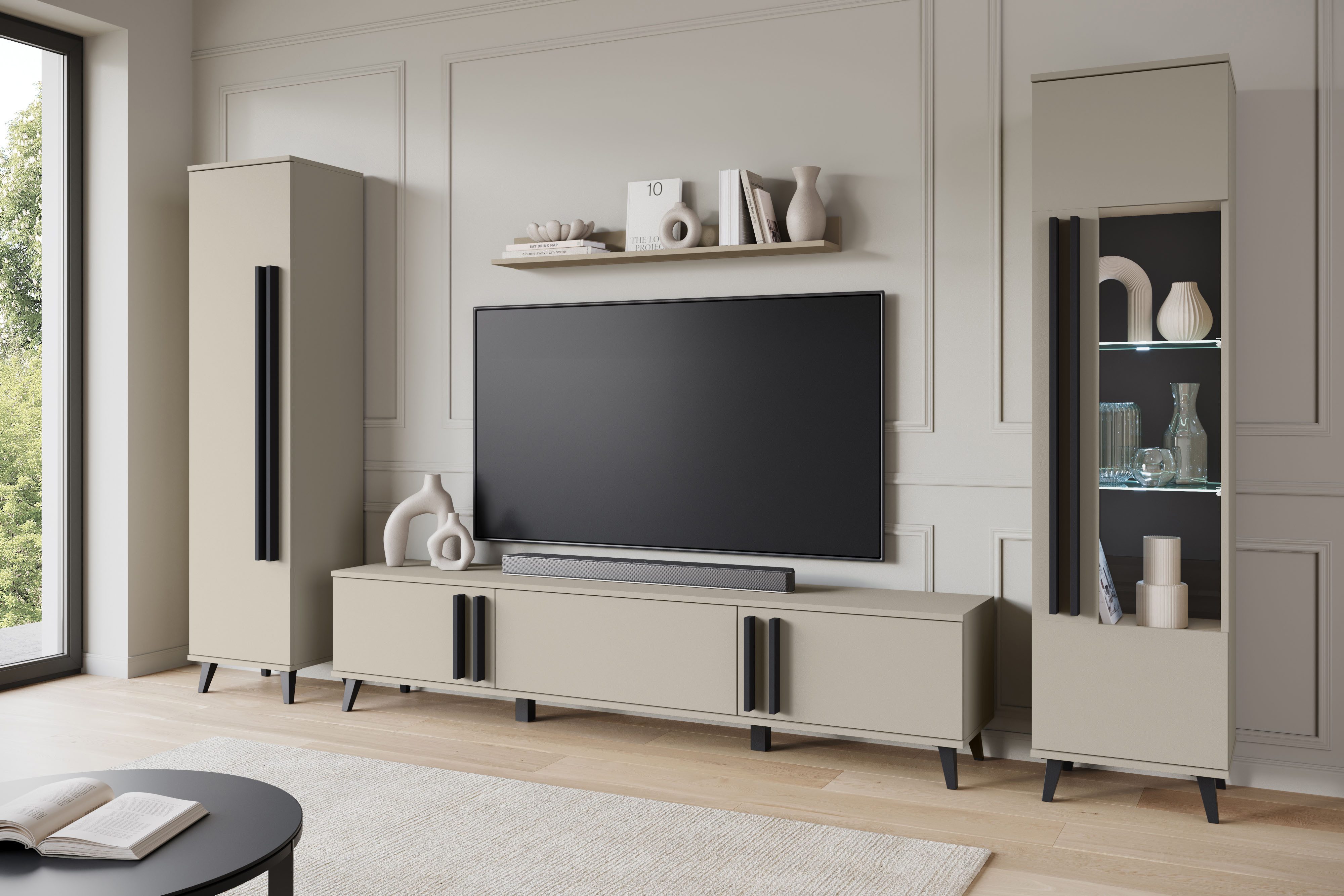 INOSIGN Wohnwand Helsinki, Modernes Set mit verglaster Vitrine, (Komplett-S günstig online kaufen