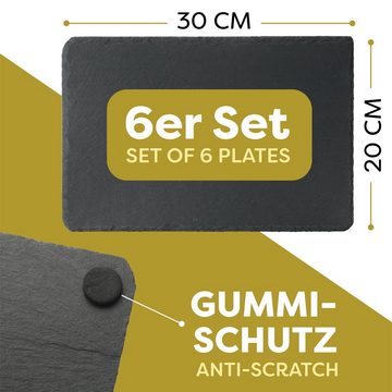 Praknu Servierplatte Schieferplatten 6er Set Schwarz, Schiefer, (Set, 6-tlg), Platzset