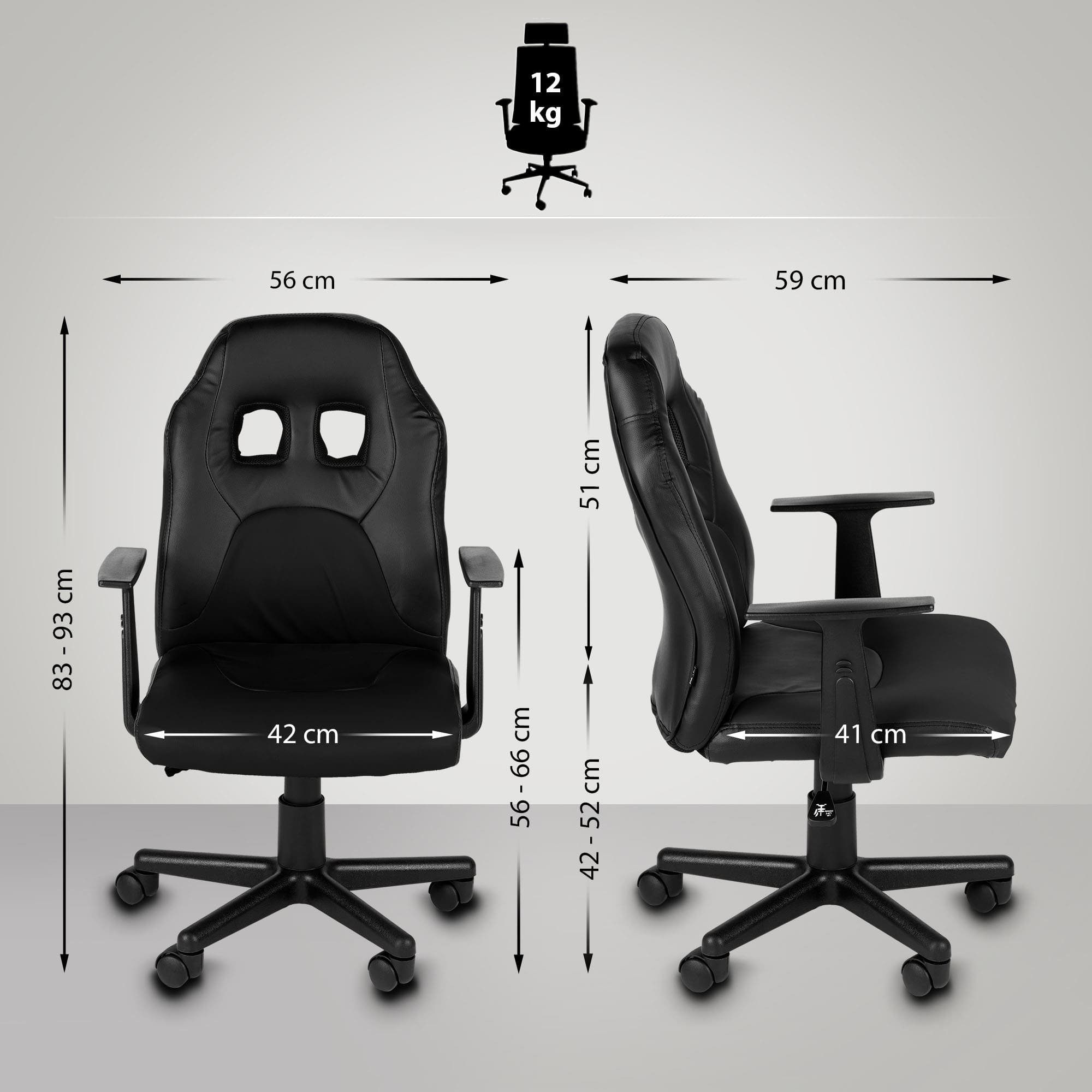 CLP Gaming Fun, Armlehnen schwarz/schwarz Kinder-Bürostuhl, abnehmbaren Chair mit