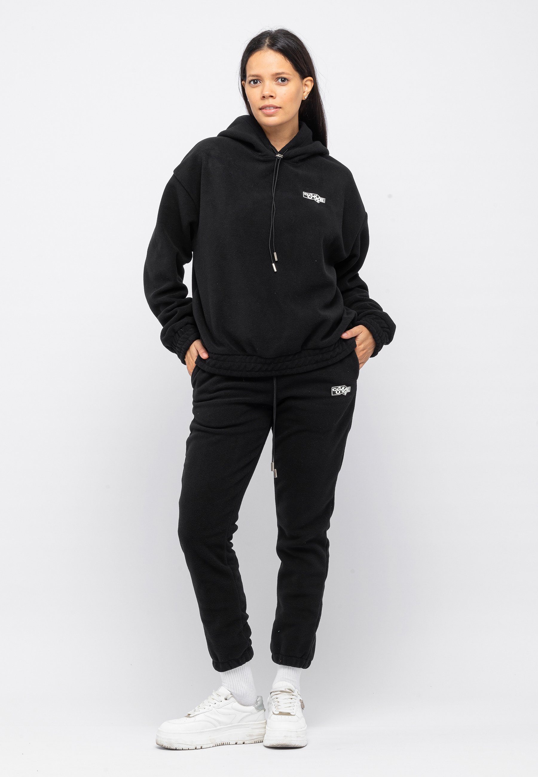 mit MILKY Freizeitanzug CASUAL Tom Design modernem BLACK TRACKSUIT Barron OVERSIZE COLOR 2 FLEECE BATCH, FABRIC