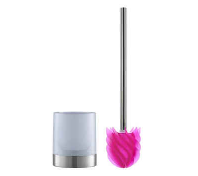 LOOMAID WC-Garnitur »WC-Bürste Silikonkopf mit Bürstenhalter«, WC-Bürstenhalter Edelstahl/pink Toiletten Bürste