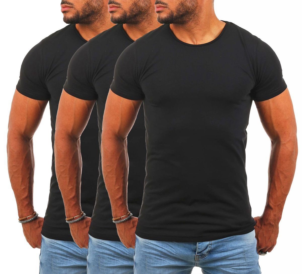 T-Shirt Herren Uni Basic rundhals Ausschnitt Unterziehshirt 1701