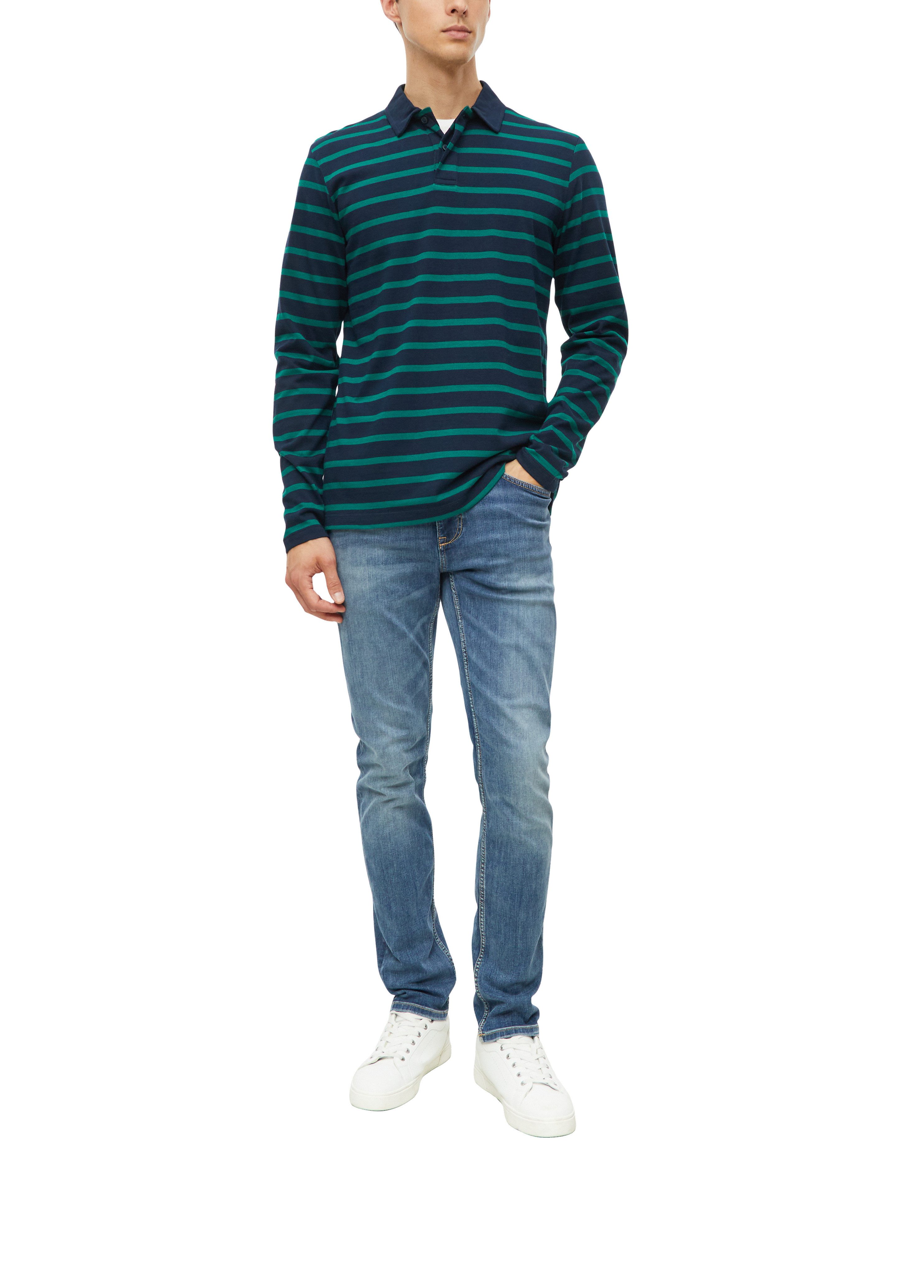 s.Oliver Langarm-Poloshirt im Streifen-Look / Baumwolle – Bild 2 von 4