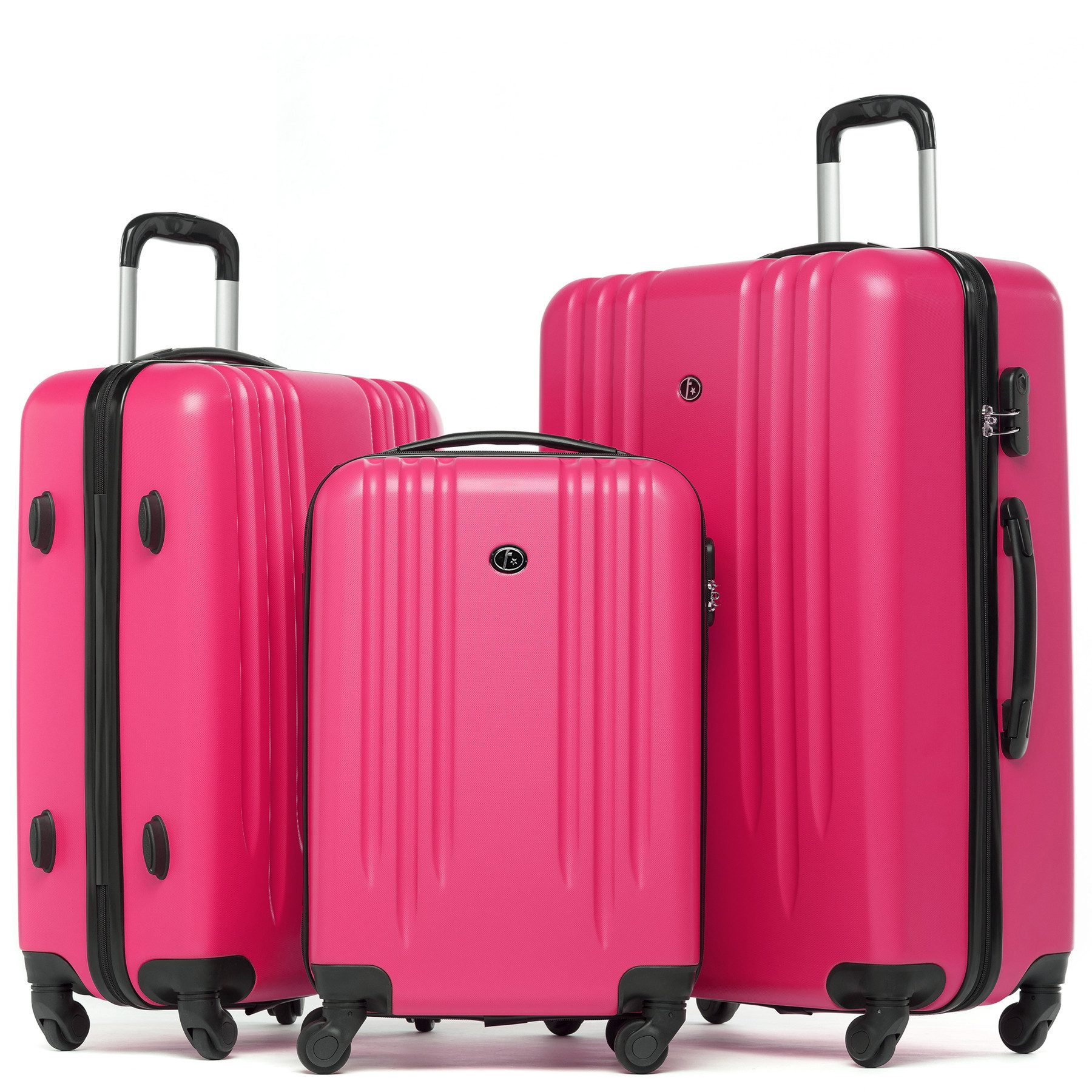 FERGÉ Kofferset Hartschale 3 teilig Koffer Set Marseille, 4 Rollen, (3er Kofferset stabil und leicht mit Zahlenschloß, 3 tlg., Hartschalen-Trolley Set 3 Größen Handgepäck Koffer M XL), Trolley 3er Koffer Set, Reisekoffer 4 Rollen, Premium Rollkoffer