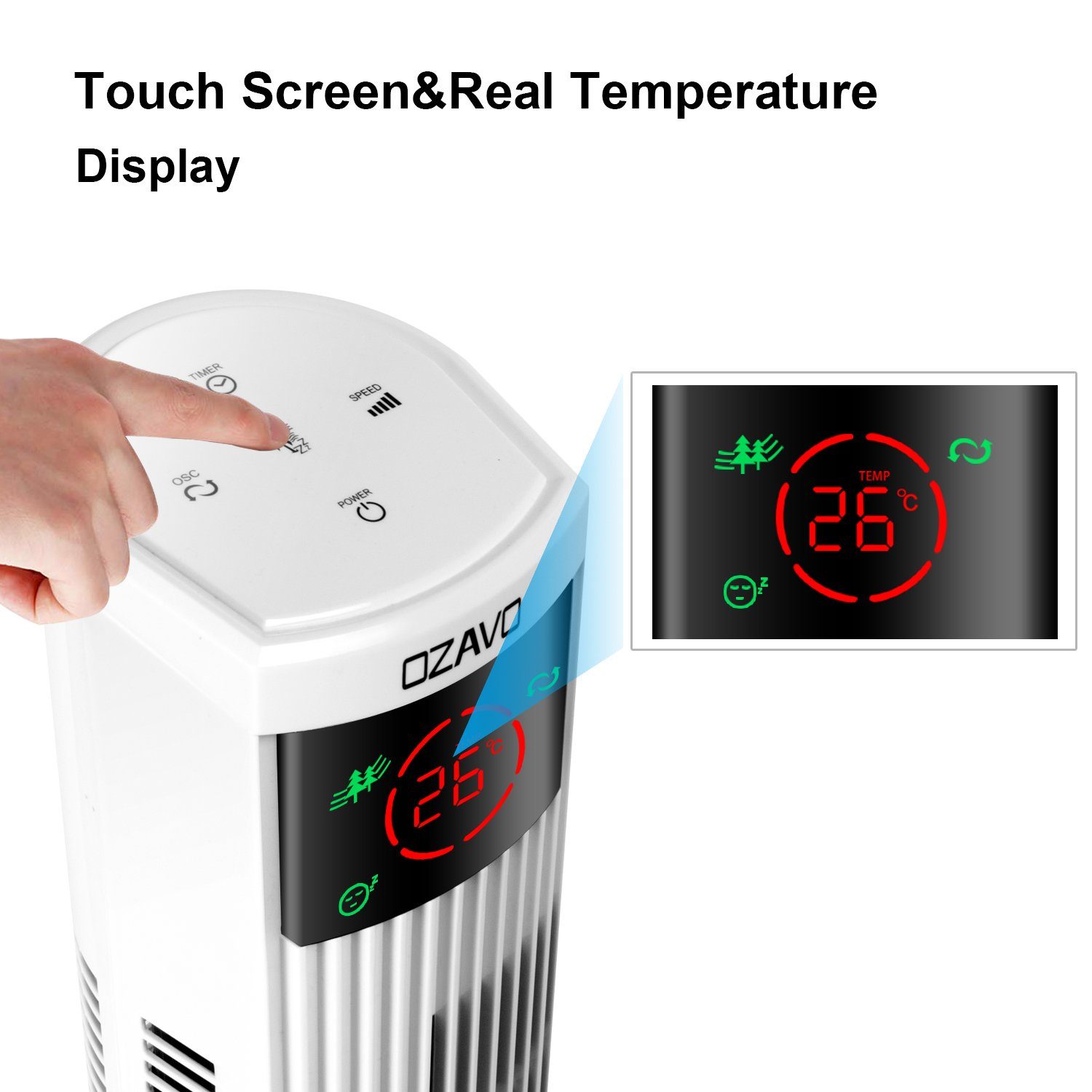 OZAVO Turmventilator OZ1618 95,5cm, 12h Timer, günstig online kaufen