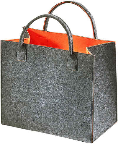 Kobolo Einkaufsshopper Filztasche außen grau meliert innen orange, 20 l