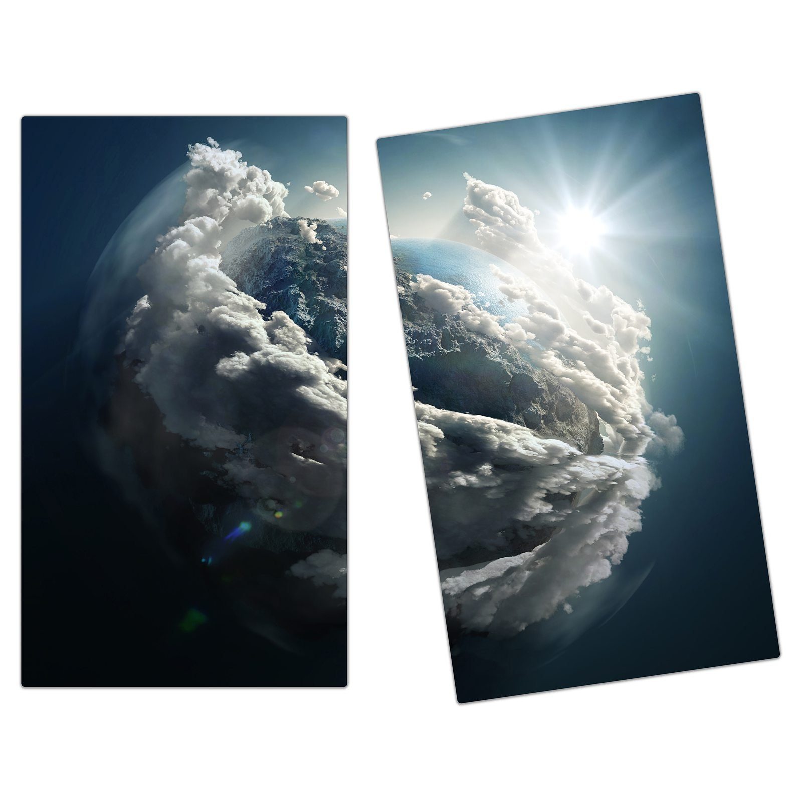 Primedeco Herd-Abdeckplatte Herdabdeckplatte Spritzschutz aus Glas Sonnenaufgang über Erde, Glas, (2 tlg) | Herdabdeckplatten
