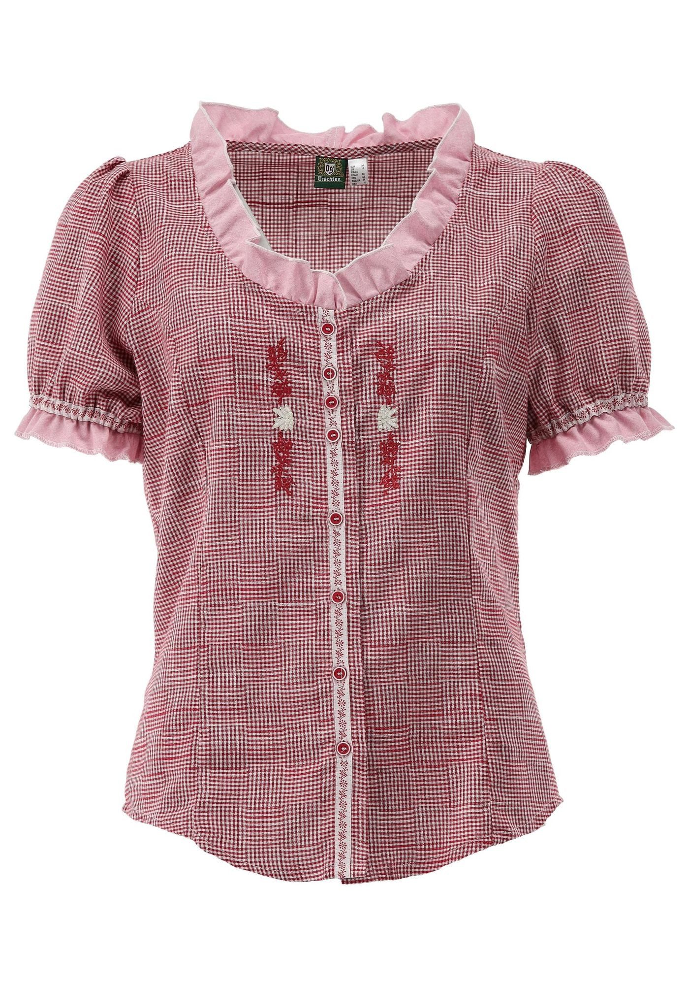 OS Trachten Trachtenbluse Twede Kurzarmbluse mit Stickerei neben der Knopfl günstig online kaufen