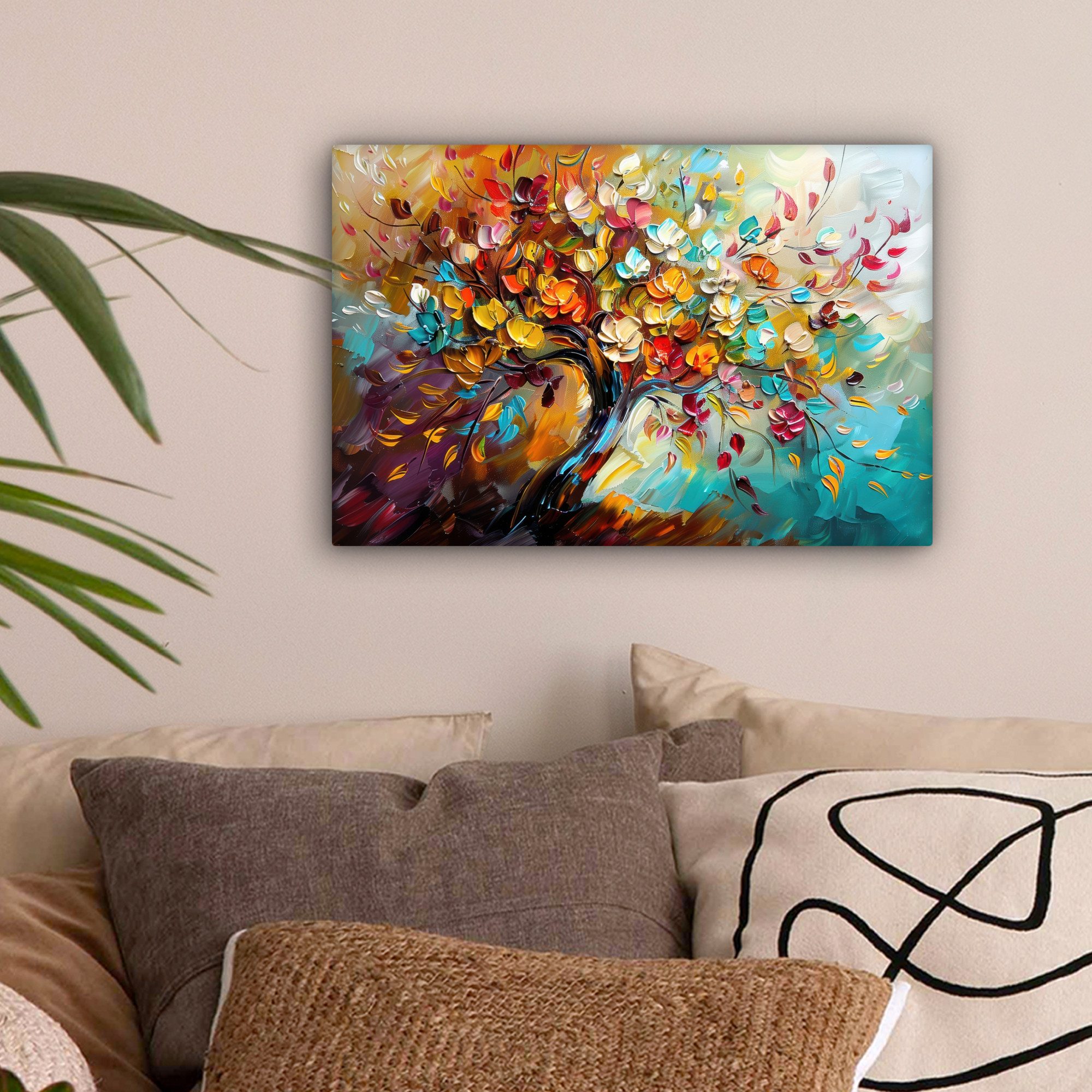 OneMillionCanvasses® Leinwandbild Baum - Abstrakt - Farbenfroh - Blumen, Fo günstig online kaufen