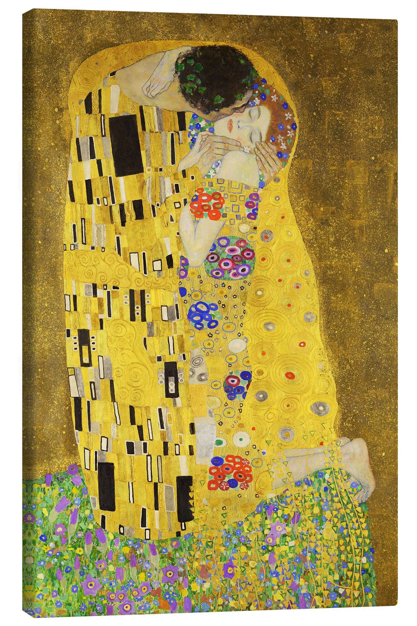 Posterlounge Leinwandbild Gustav Klimt, Der Kuss (Detail), Wohnzimmer Malerei