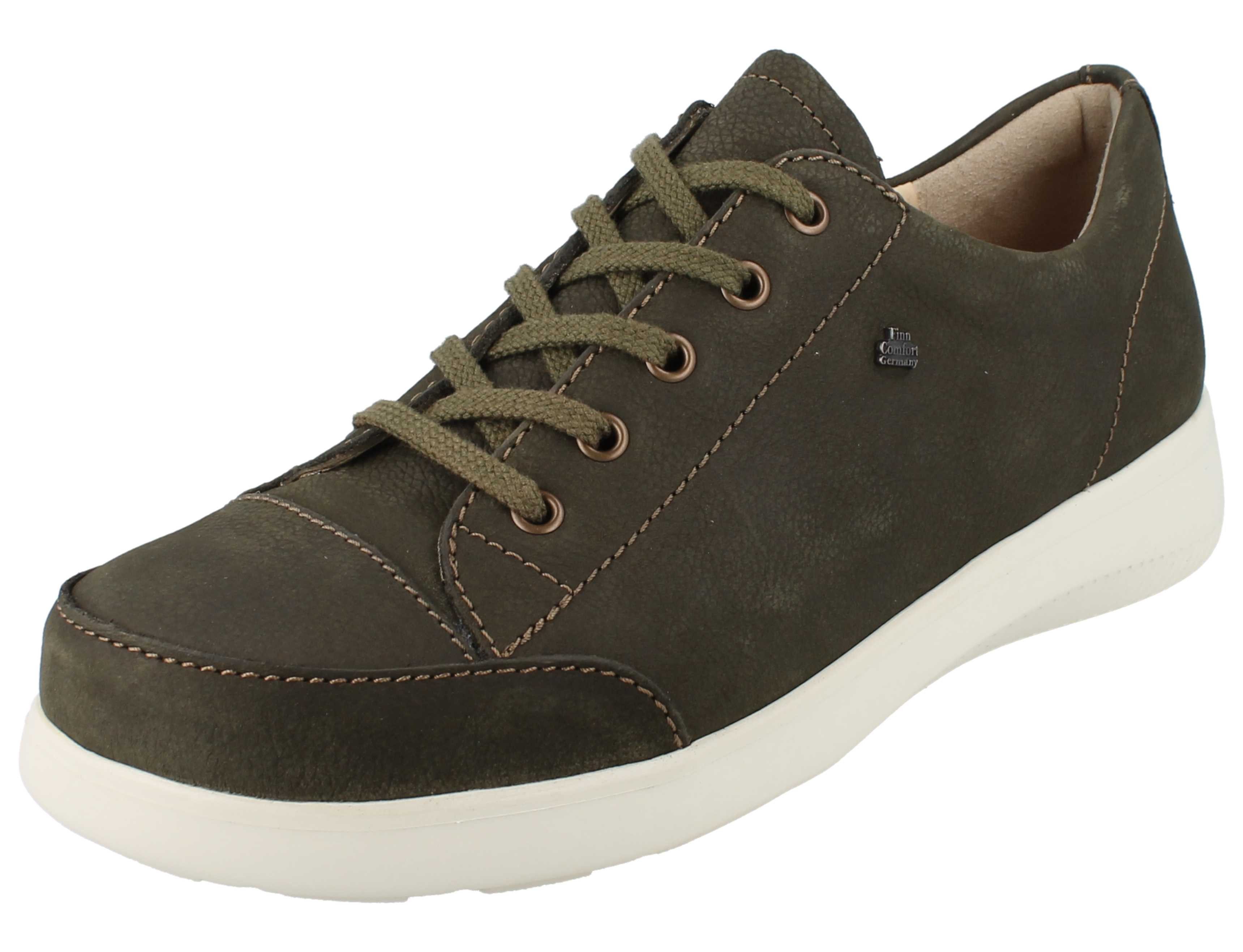 Finn Comfort FINN COMFORT Fataga Damen Schnürhalbschuhe olivegrün Nubukleder - Schnürschuh Wechselfußbett