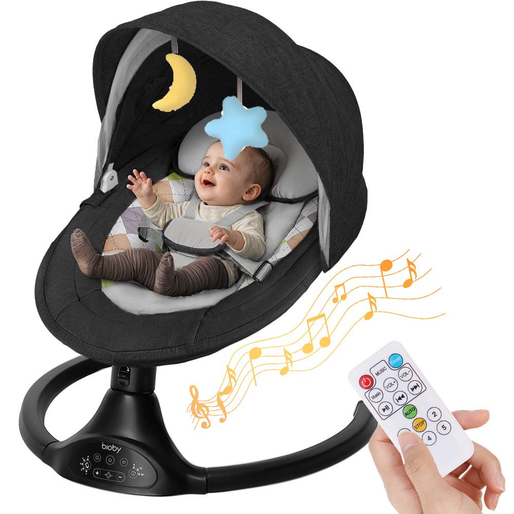 Insma Babywippe, elektrisch Babyschaukel bluetooth Musik 5 Gang 0-12 Monat max. 9kg