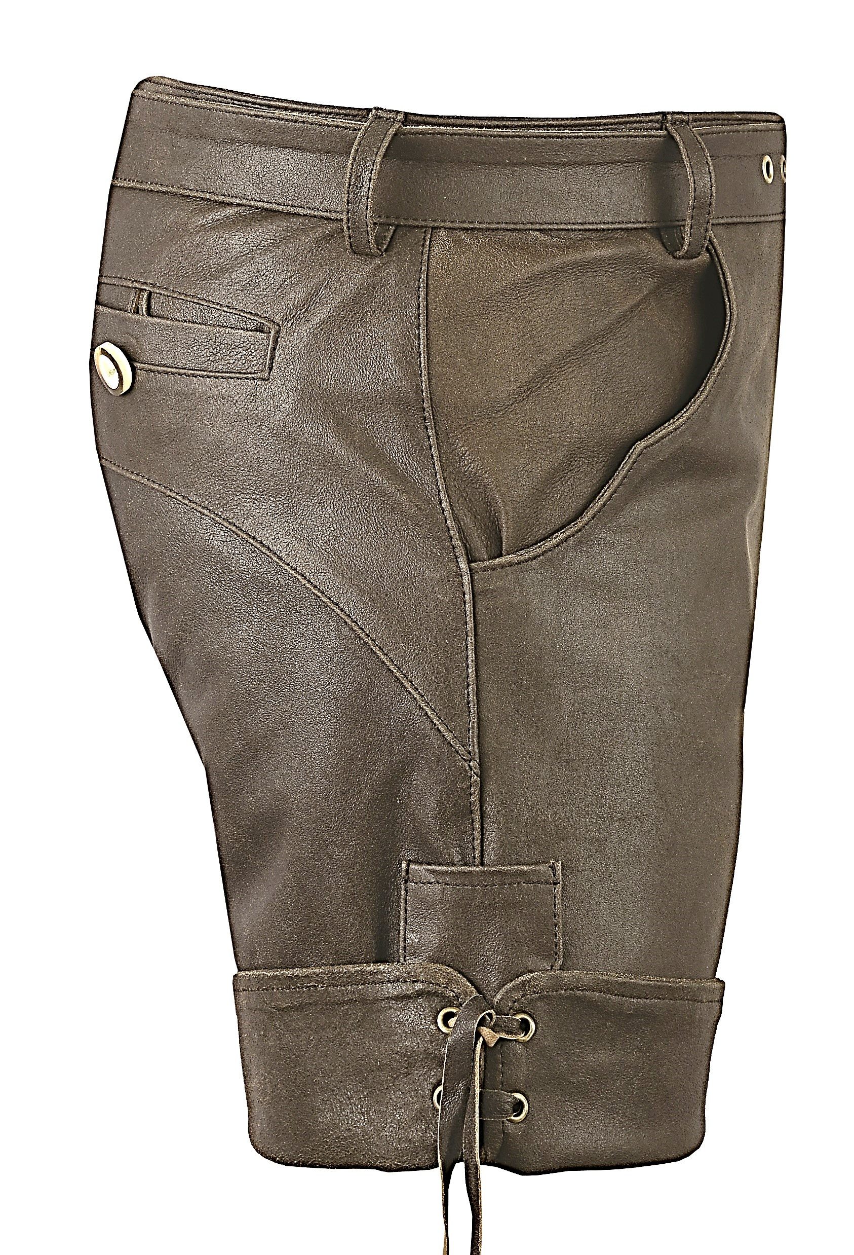 Fuente Leather Wears Trachtenlederhose Kinder Trachten Lederhose kurz mit Gürtel braun