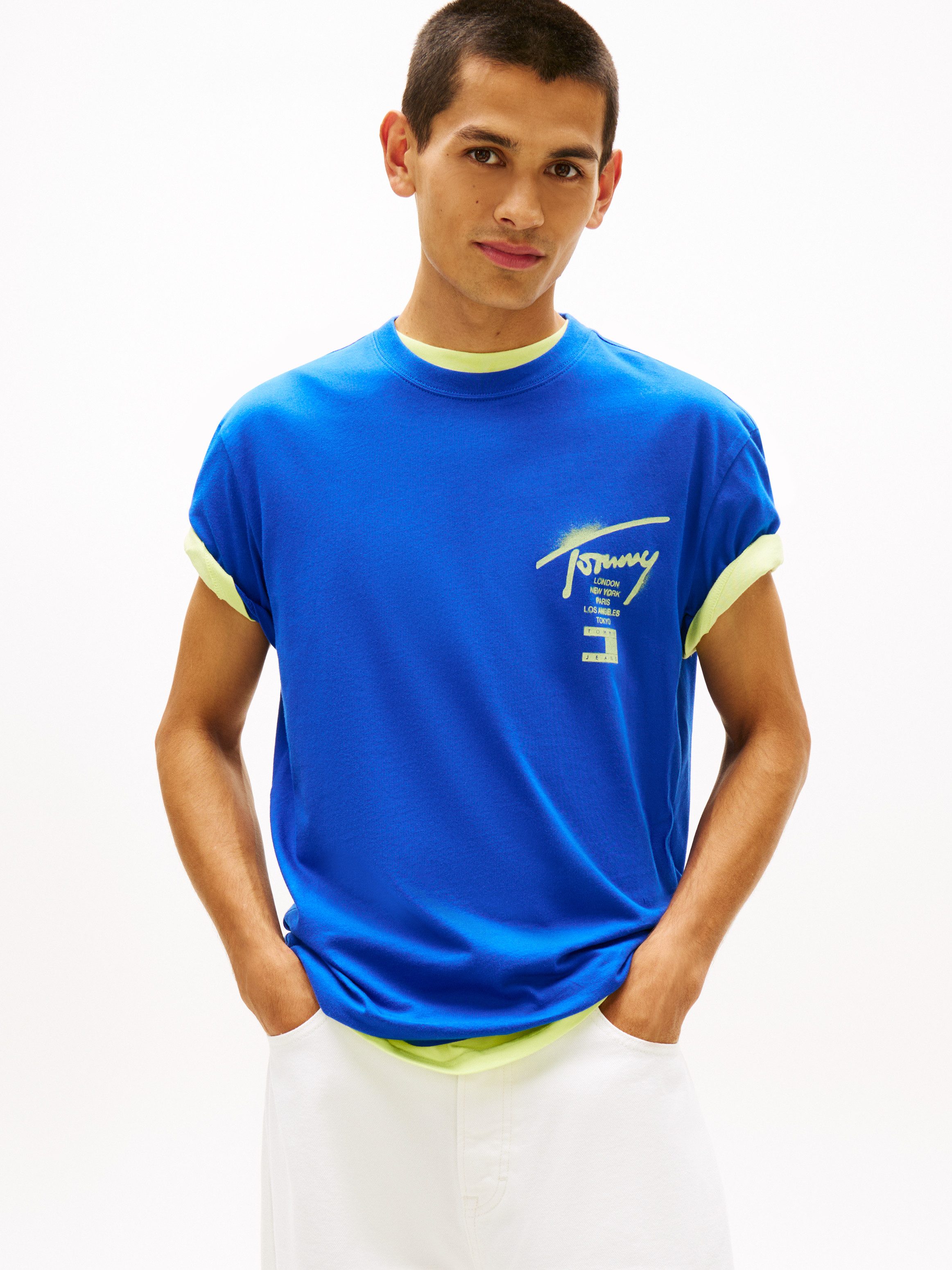 Tommy Jeans T-Shirt TJM REGULAR CITY SIGN Regular fit mit Markenprint
